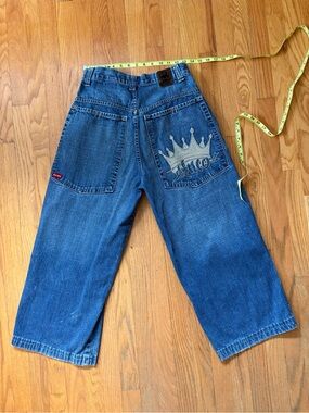 JNCO Blue Wide-Leg Denim Jeans with Back Pocket Crown